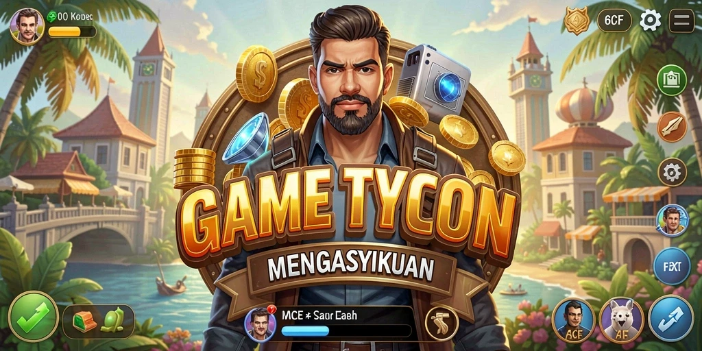 Tampilan gameplay 6CF dengan berbagai fitur manajemen Tycoon.