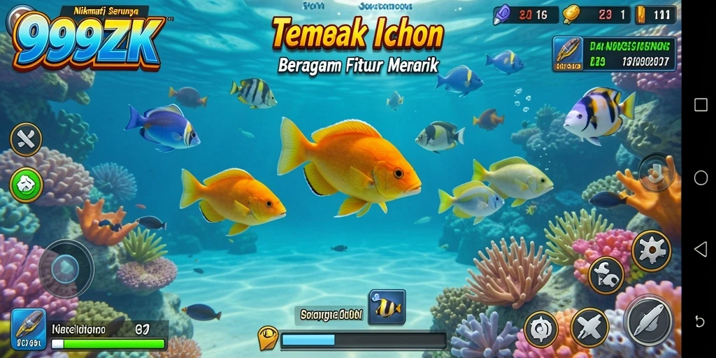Screenshot gameplay 999ZK menampilkan aksi seru Tembak Ikan.