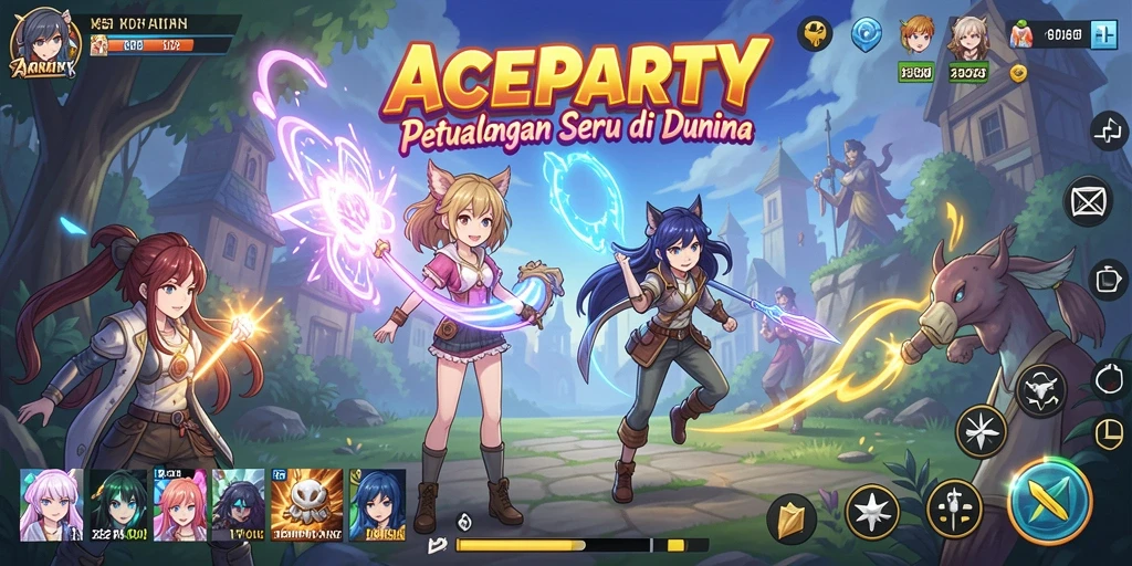 Screenshot gameplay ACEPARTY yang menampilkan karakter Anime dan aksi seru.