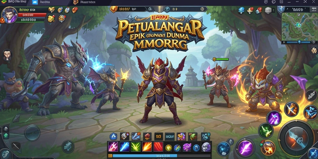 Screenshot gameplay BPO777 menampilkan pertarungan epik di dunia MMORPG.