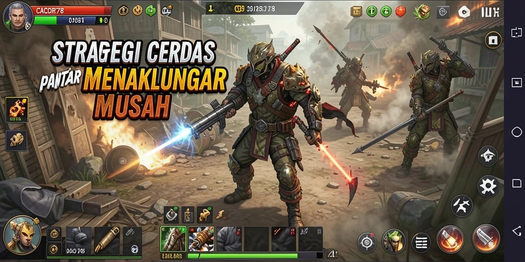 Tangkapan layar gameplay yang menampilkan strategi pertempuran di CACOR78.