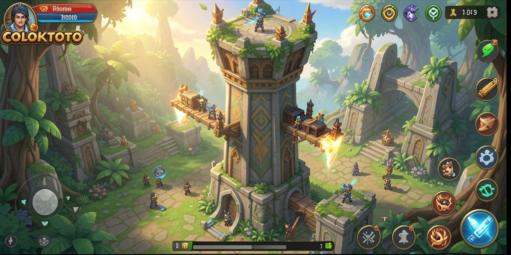 Tampilan menarik dari gameplay COLOKTOTO Tower Defense.
