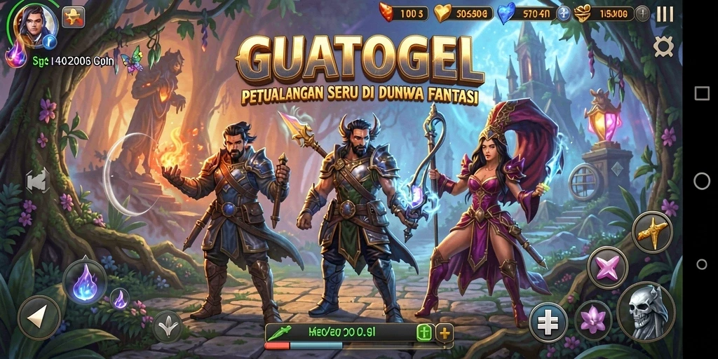 Gameplay RPG mendebarkan dalam GUATOGEL yang penuh warna.