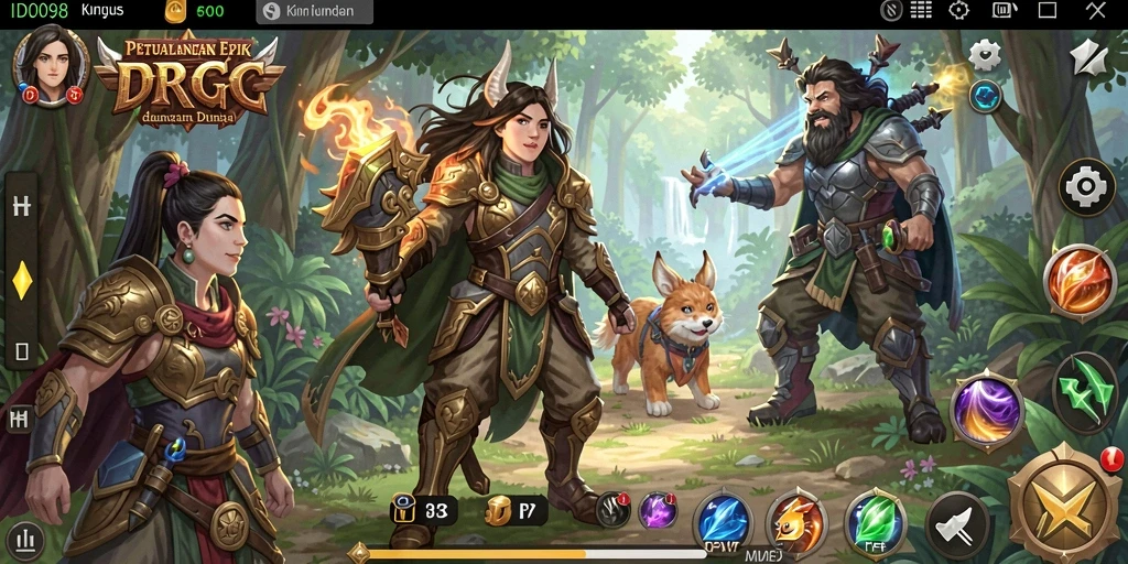 Tangkapan layar gameplay dari ID098 menampilkan pertempuran seru di dunia RPG.