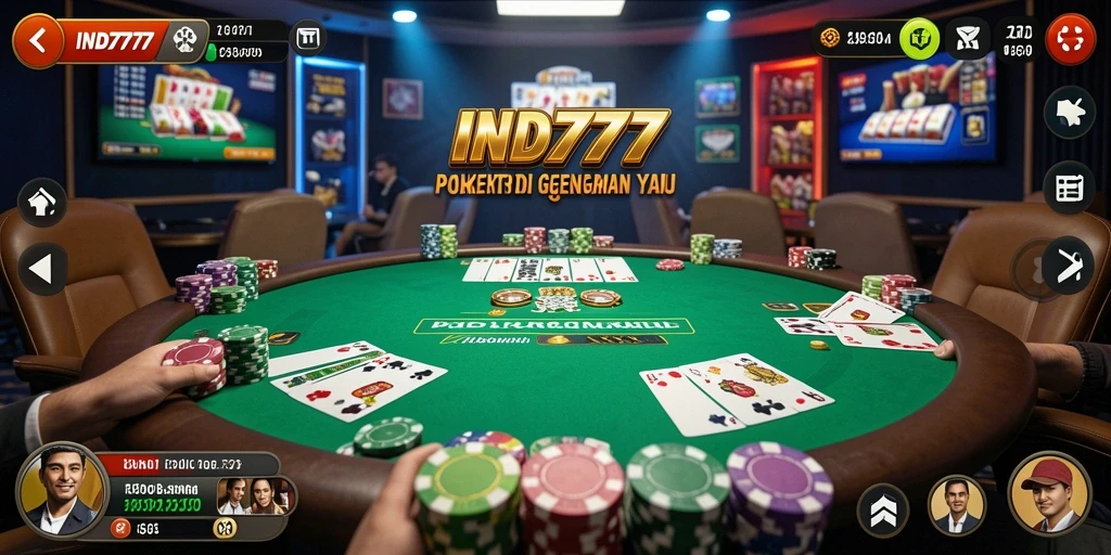 Screenshot IND777 menampilkan pemain yang menikmati permainan poker dengan antusias.