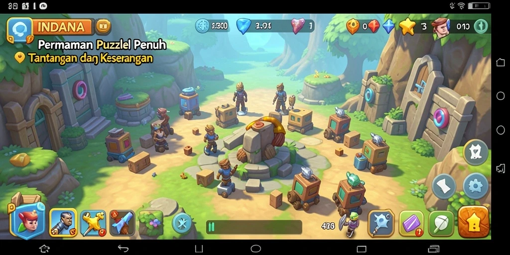 Screenshot gameplay INDAAA yang menampilkan tantangan puzzle menarik.