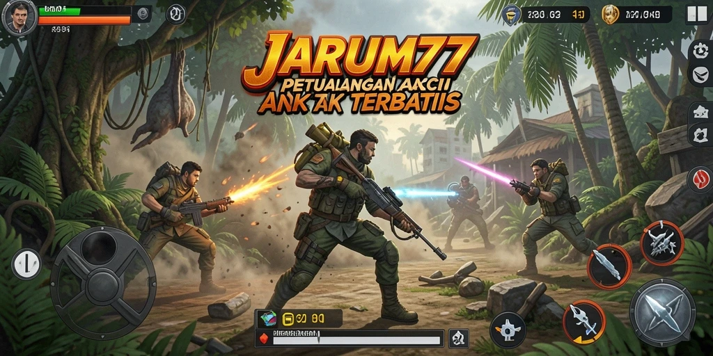 Tampilan aksi seru dalam gameplay JARUM77.