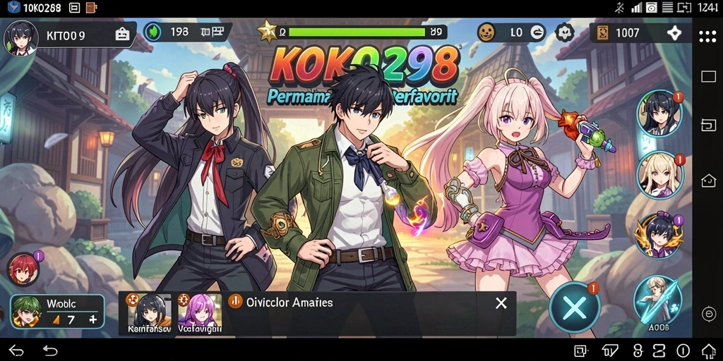 Screenshot gameplay KOKO288 menampilkan aksi seru dengan karakter anime.