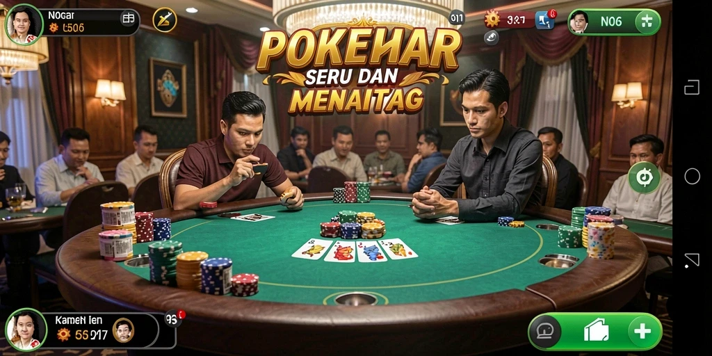 Screenshot gameplay N06 menunjukkan pemain bersaing dalam permainan Poker yang seru.