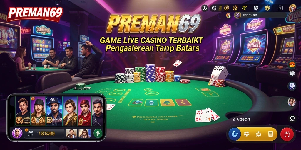 Screenshot gameplay Live Casino menunjukkan dealer langsung dalam aksi.
