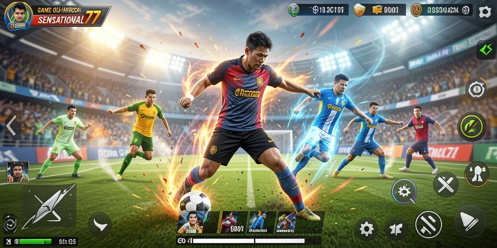 Screenshot dari gameplay SENSATIONAL77 menampilkan aksi olahraga yang mendebarkan.