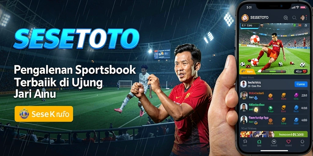 Tampilan utama SESETOTO menampilkan berbagai pilihan taruhan olahraga yang menarik.