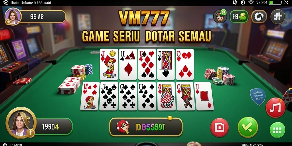 Screenshot utama VM777 yang menunjukkan gameplay Domino yang seru.
